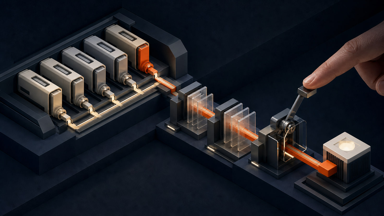 Modular protocol connectors feeding one write tool through downstream policy and human-approval gates.